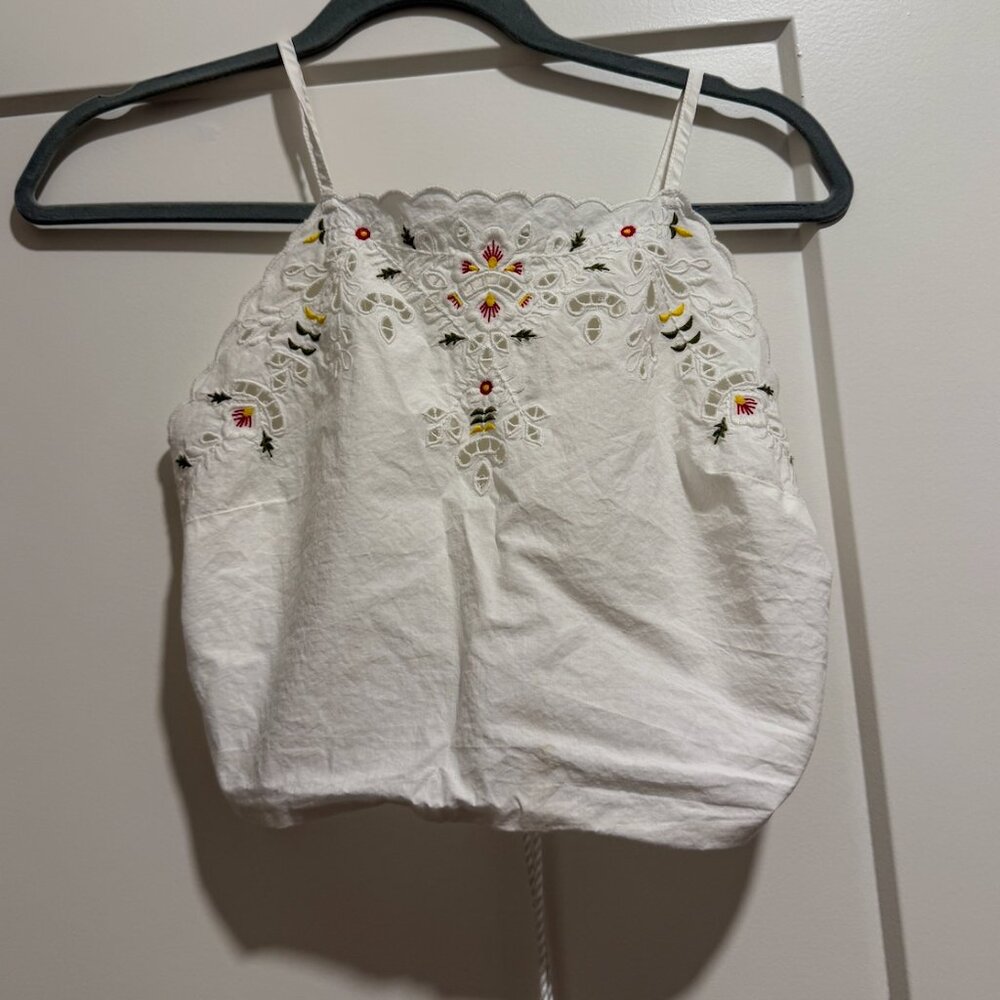 Zara Embroidered White Top
